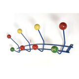 Multicolored coat rack in wood and metal