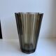 Vase in smoked glass pleated 70s