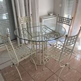 Wrought iron round table and 4 chairs