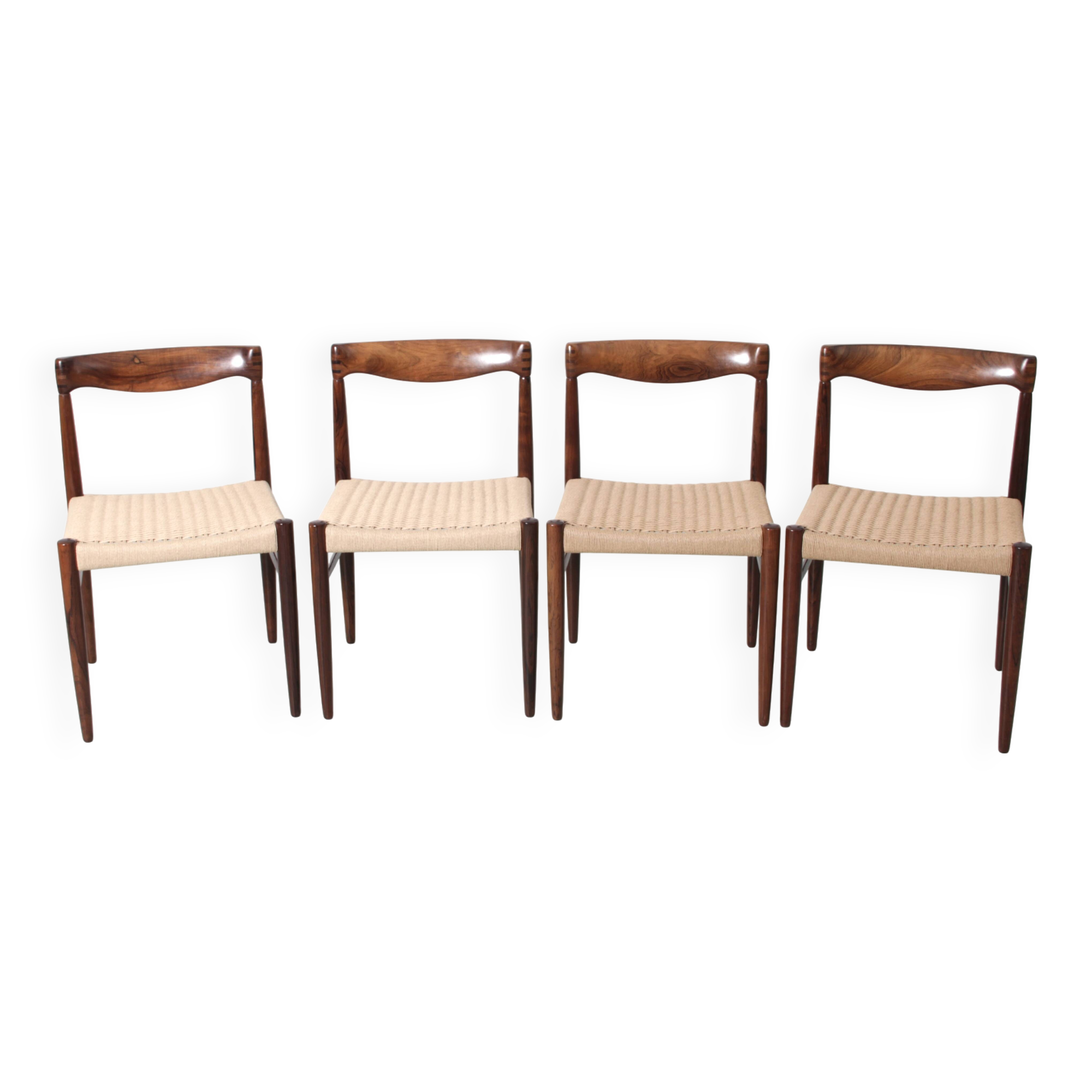 Set of 4 Scandinavian chairs in Rio rosewood by HW Klein