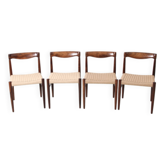 Set of 4 Scandinavian chairs in Rio rosewood by HW Klein