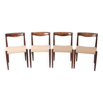 Set of 4 Scandinavian chairs in Rio rosewood by HW Klein