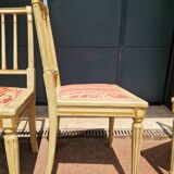 Set of 4 Louis XVI style chairs - In gray lacquered wood