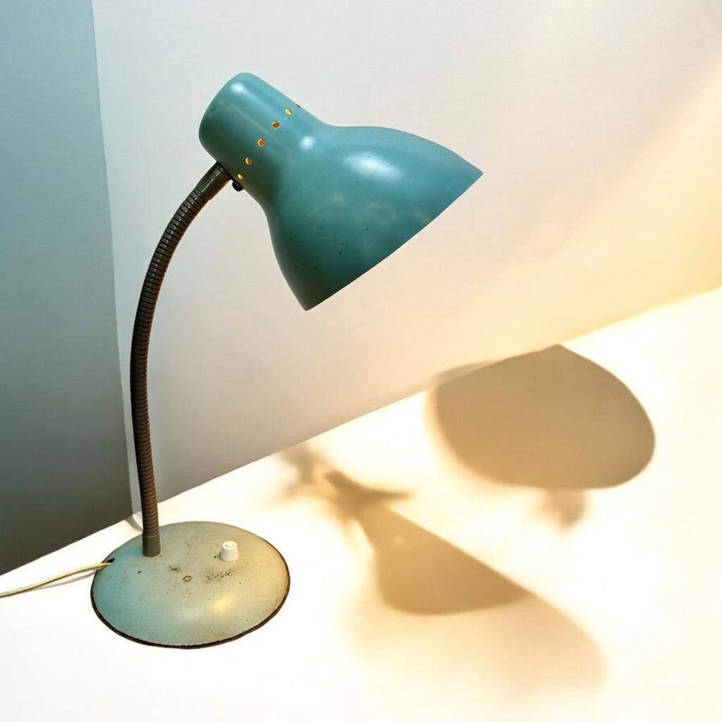 Industrial table lamp / vintage desk lamp mint color l 36 b 27 h 17