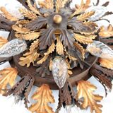Italian mid-century florentine flush mount lamp in bi-color, 1950s