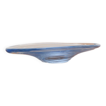 Blue vintage glass serving dish
