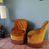 Pair of toad armchairs chest 80s