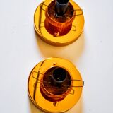 Paire d'appliques "cocoon", résine et pin, italie, 1970