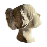 Beige plaster wall bust by Walter De Buck — figurative expressionist female head, wall-mounted