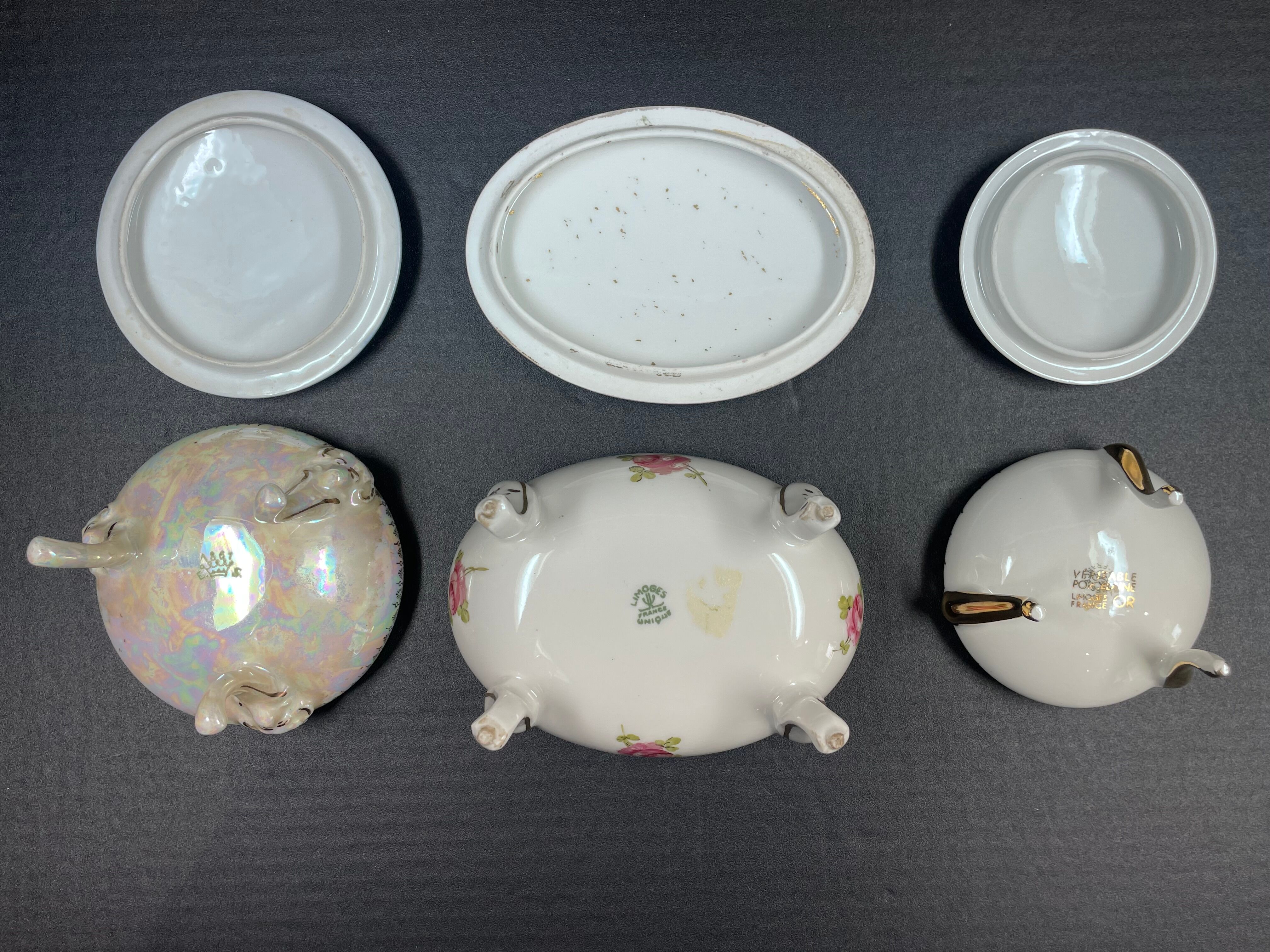 Set of 3 Limoges porcelain candy box