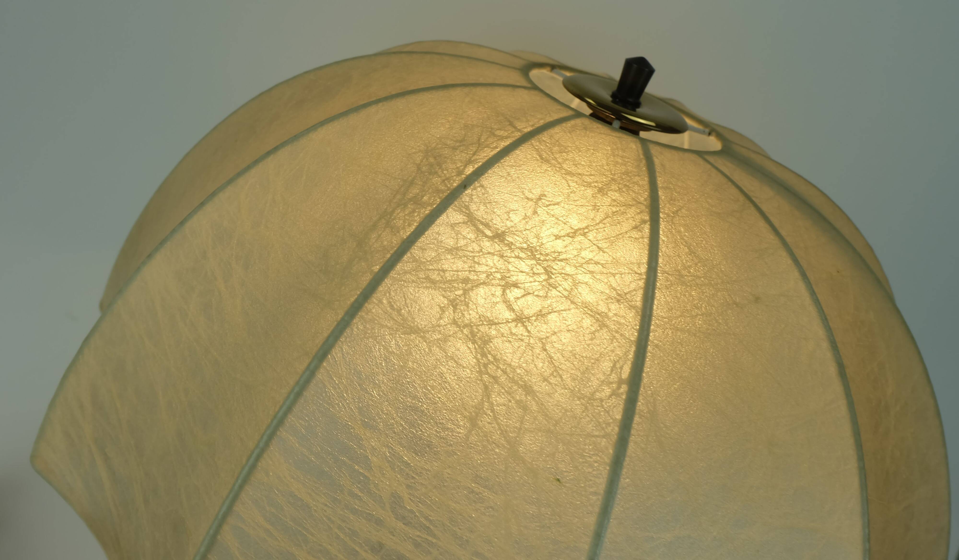 rare large mid century modern cocoon TABLE LAMP cherrywood base 1970s