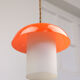 Mid-century orange glass & brass mushroom pendant lamp
