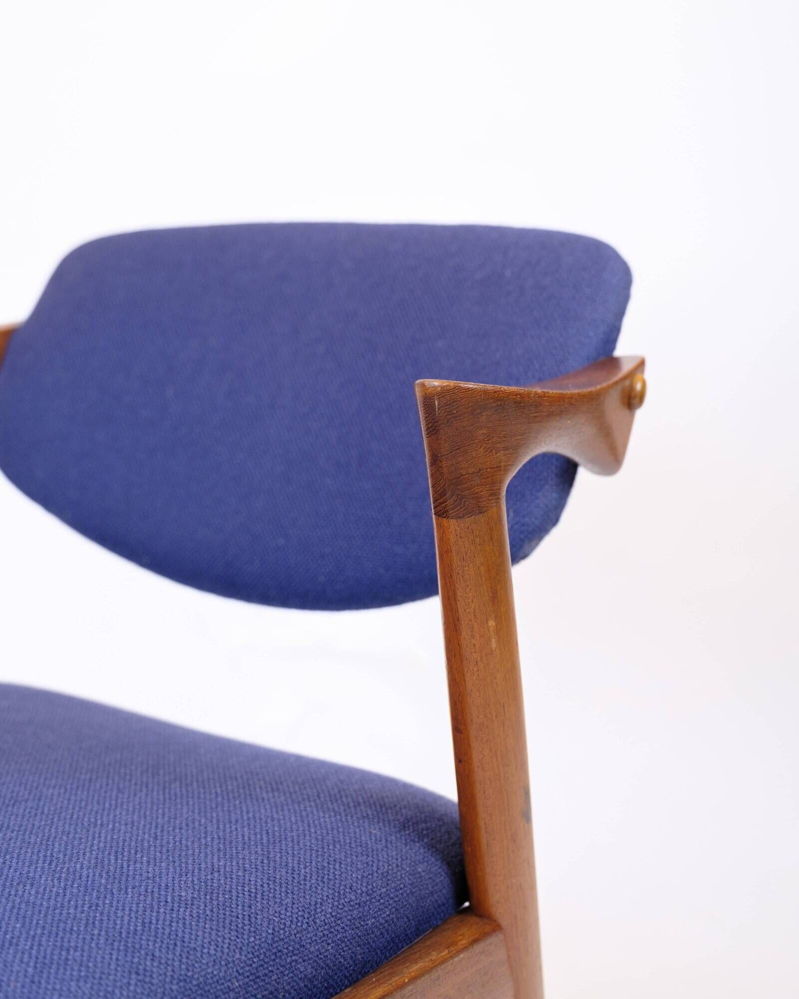 Set of six dining chairs - Model 42 - teak & blue fabric - Kai Kristiansen - Schou Andersen - 1960s