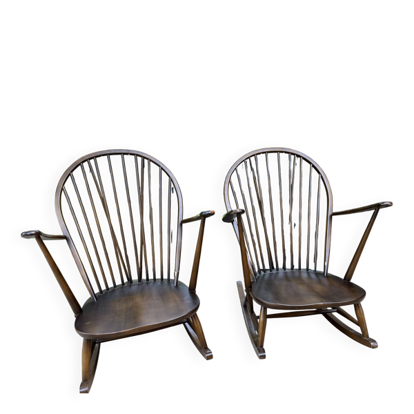Paire rocking chair ercol lucian ercolani vintage design