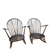 Pair of rocking chairs ercol lucian ercolani vintage design