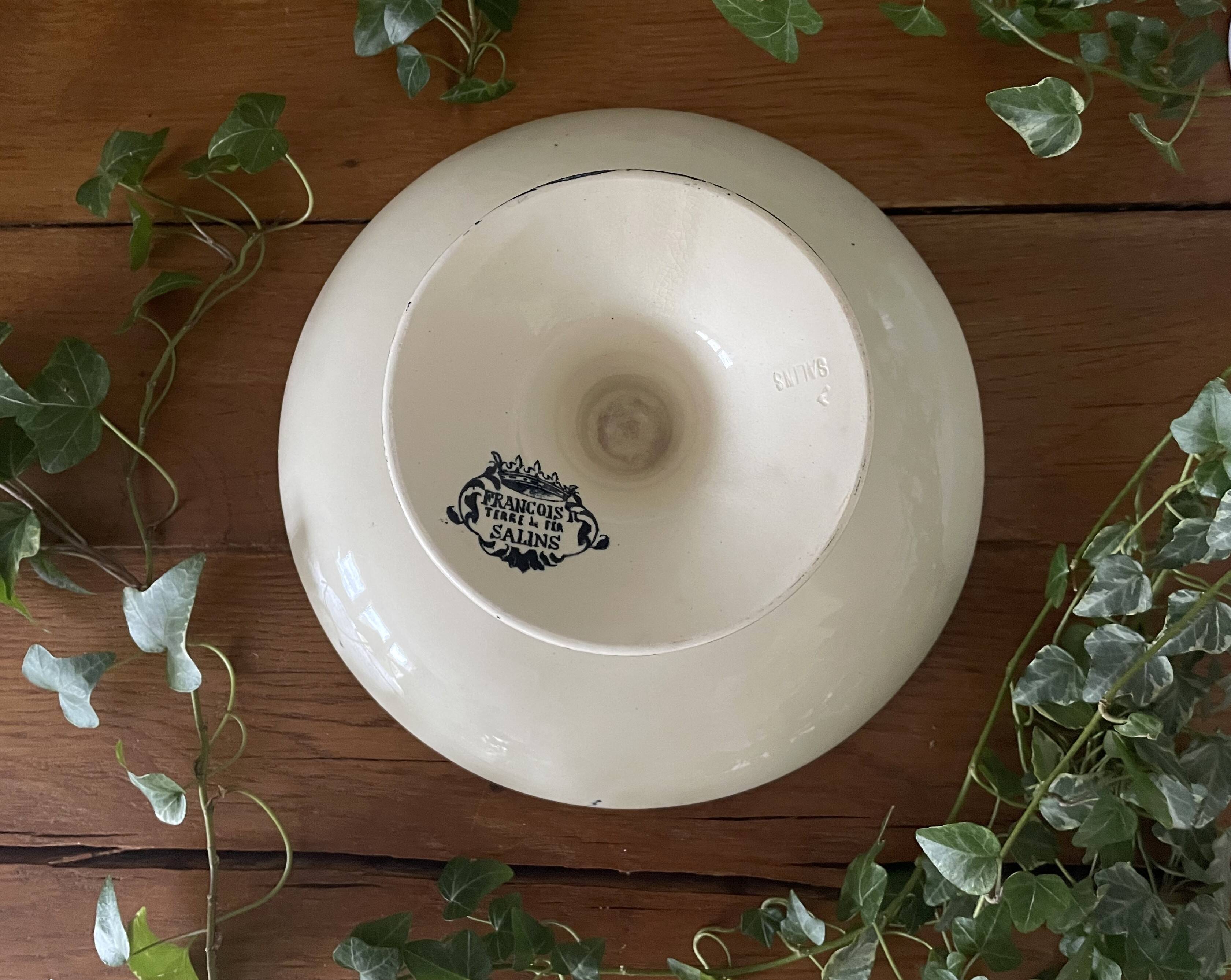 Antique compote dish in earthenware from Salins-lès-Bains (Jura)