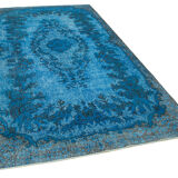 Hand-knotted contemporary oriental 1980s 171 cm x 303 cm blue carpet