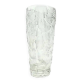 Okulus vase, mid-century modern, transparent glass, Ząbkowice, Poland, 1970s