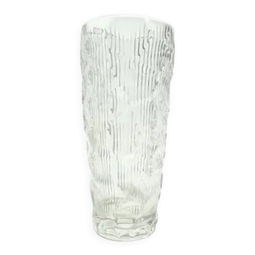 Okulus vase, mid-century modern, transparent glass, Ząbkowice, Poland, 1970s