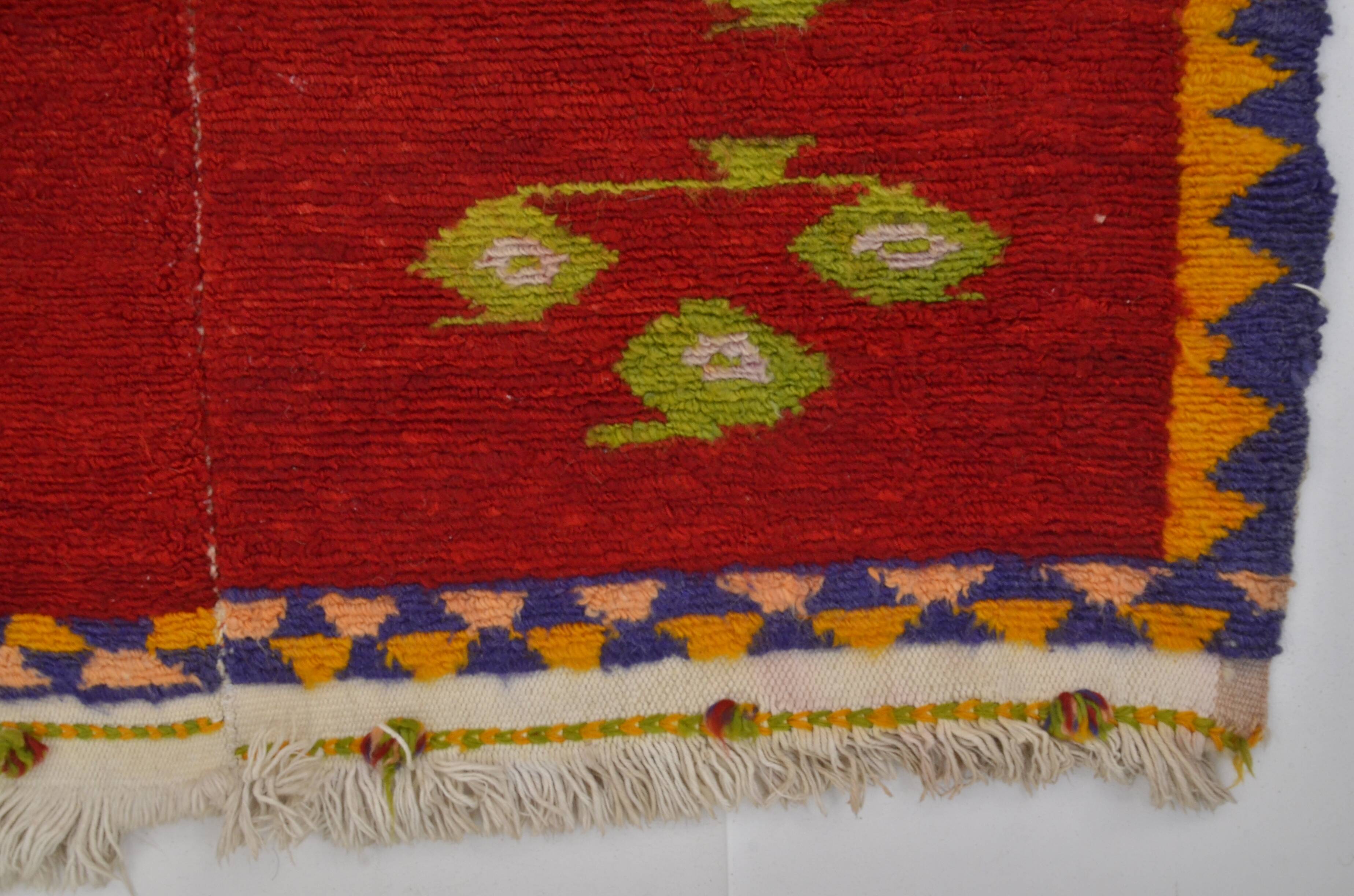 Vintage Handmade Angora Wool Rug sku 1670