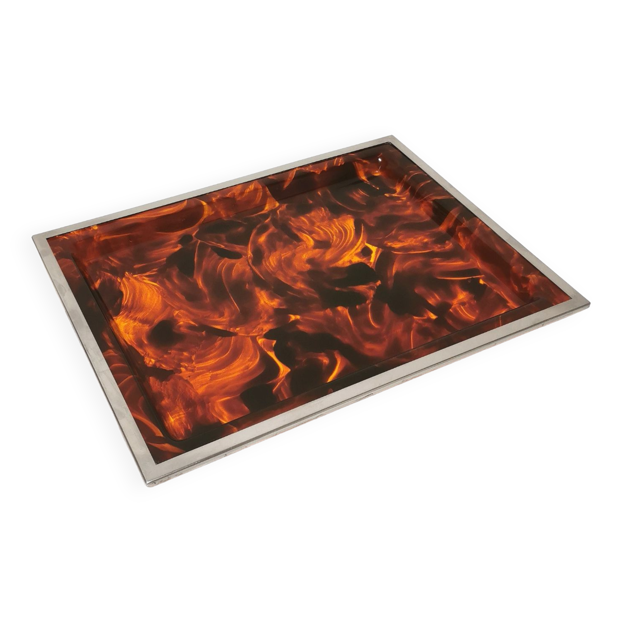 Tortoiseshell lucite tray, 1970