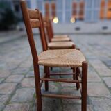4 chairs wood and straw, 50