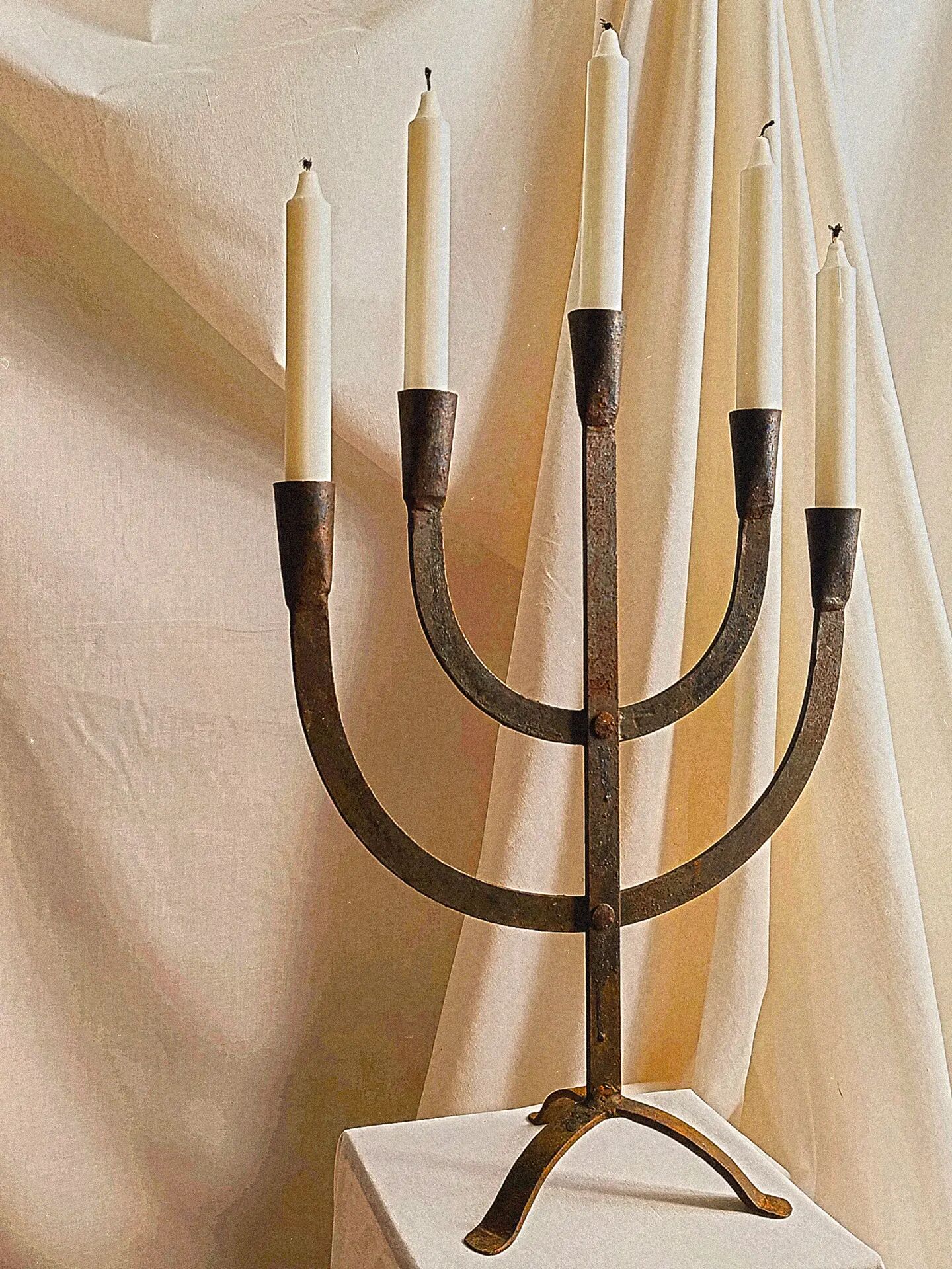 Five-light cast iron candelabrum