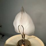Vintage Hollywood Regency table lamp glass leaf