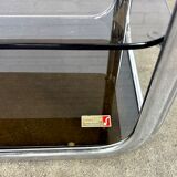 Vintage chrome rack with crystal smoked glass