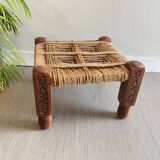 Charpoy stool in wood and rope