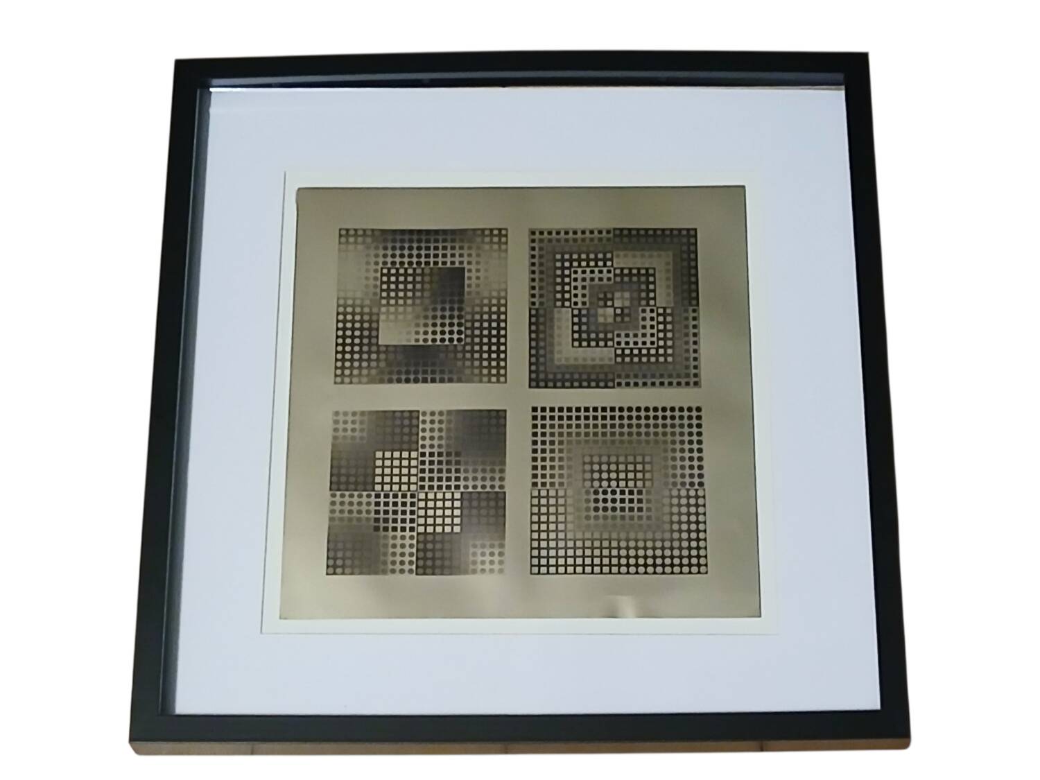 Tableau Vintage Art Optique - Victor Vasarely - Frame 40x40cm.