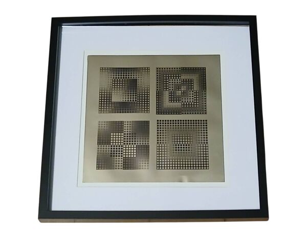 Tableau Vintage Art Optique - Victor Vasarely - Cadre 40x40cm.