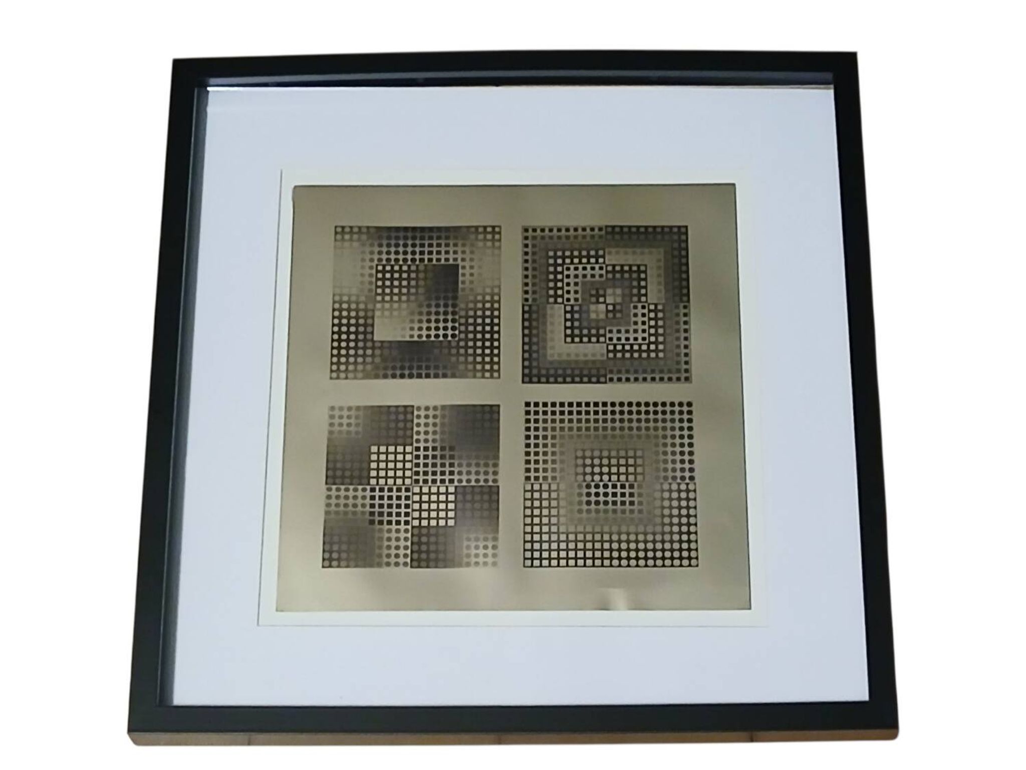 Tableau Vintage Art Optique - Victor Vasarely - Frame 40x40cm.