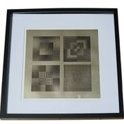Tableau Vintage Art Optique - Victor Vasarely - Frame 40x40cm.