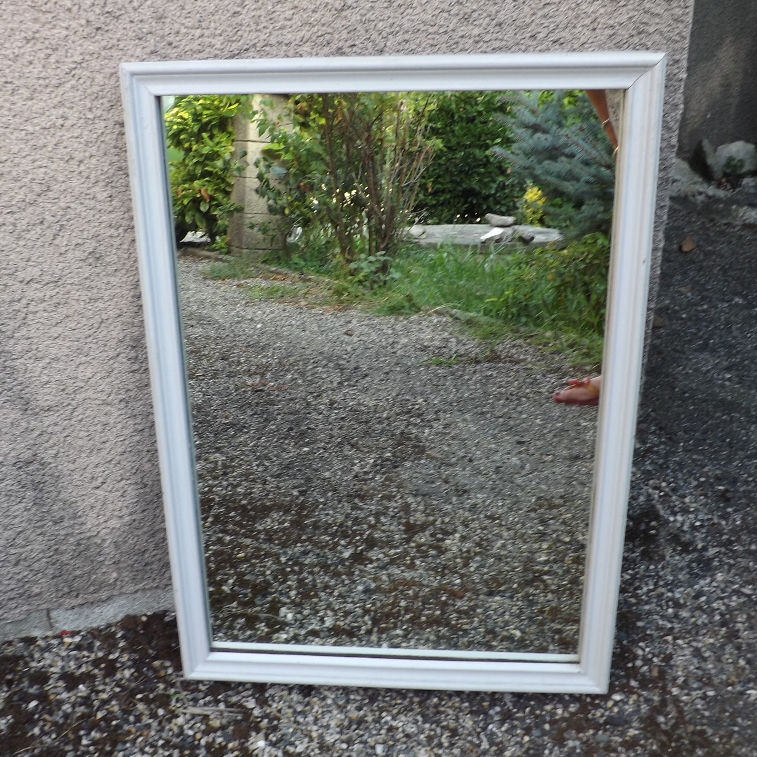 Vintage mirror in a frame made of oak wood patina gray painted 50x703cm
