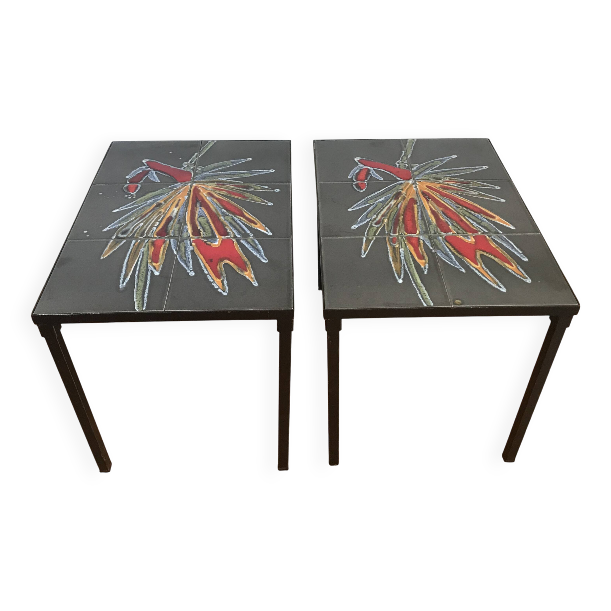 Pair of ADRI Belgium ceramic coffee tables