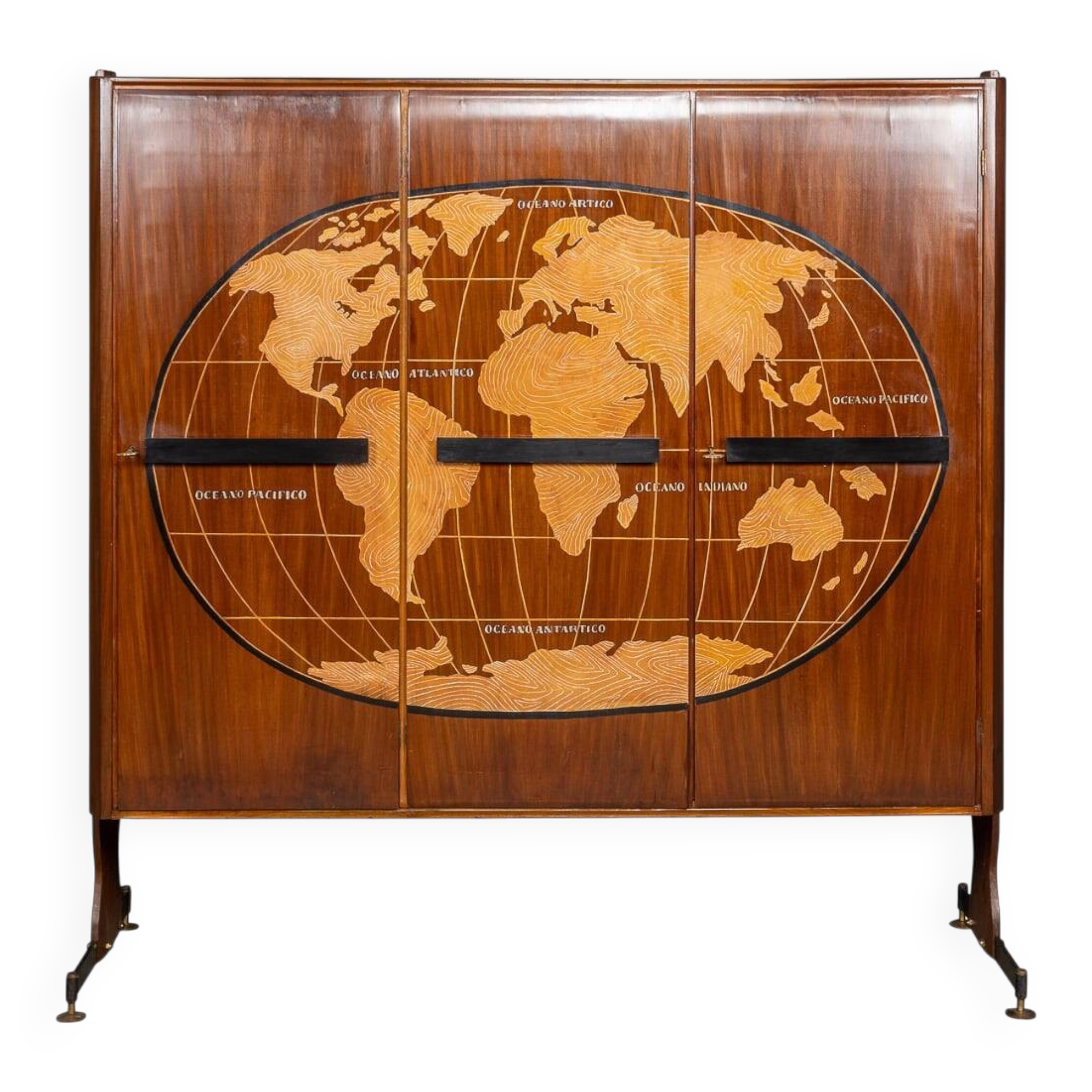 20thc italian stylised "map of the world" cabinet c.1950