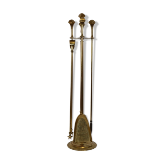 Vintage brass fireplace accessory set