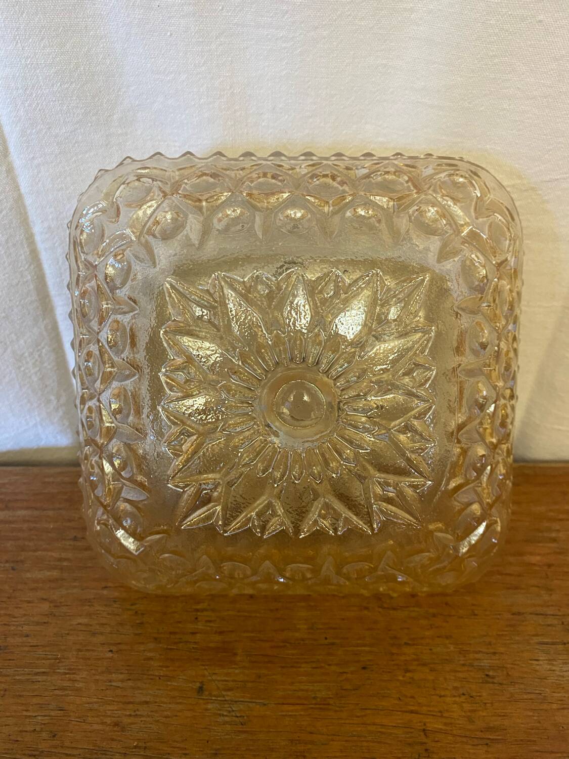 Antique Gold Molded Glass Wall Light Ceiling Lamp + Black Wine Metal Bracket