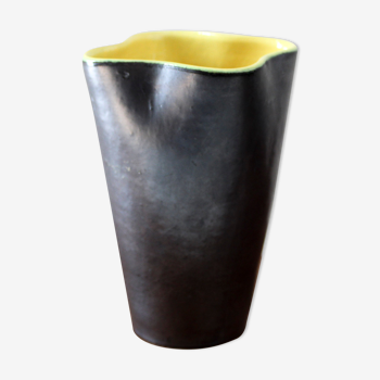 Black and yellow ceramic vase 60s