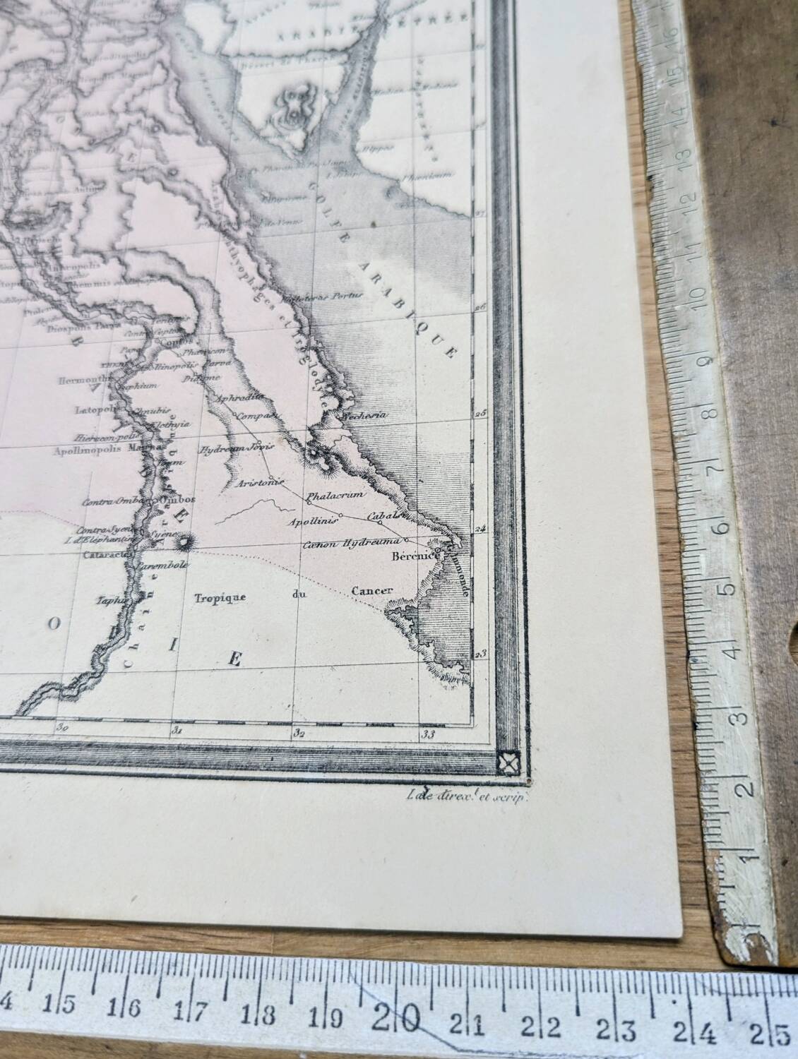 Ancient Egypt, original map printed in 1852.