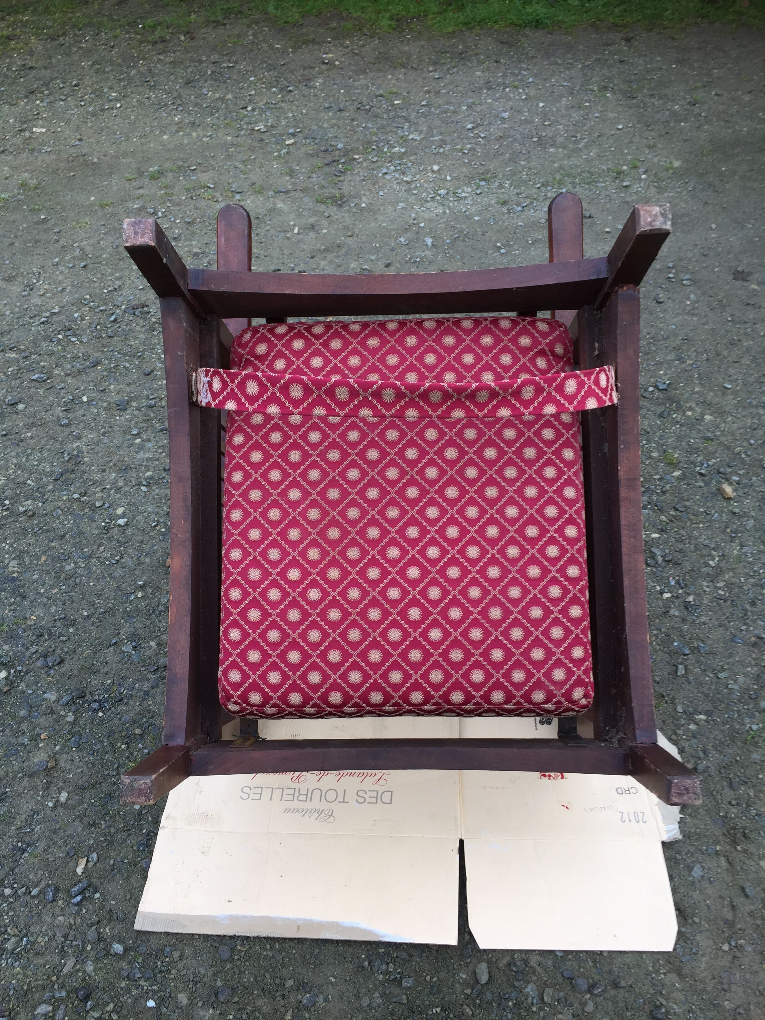 Vintage morris armchair in beech and fabric bordeaux napoleon iii
