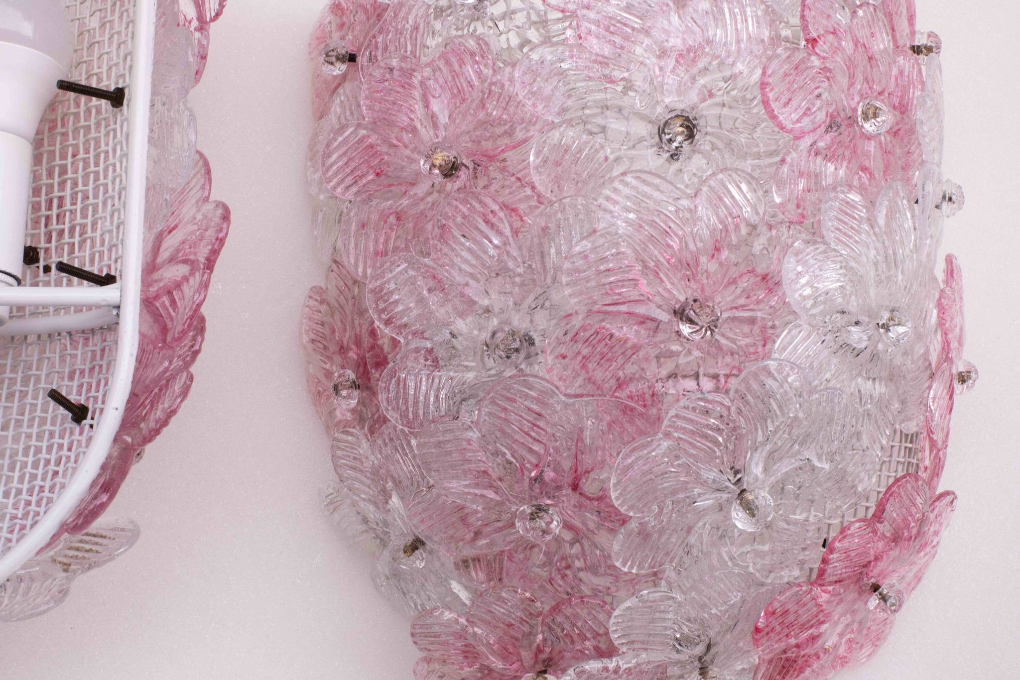 Set of 4 Murano Wall Light Pink Flower by Seguso, 1970