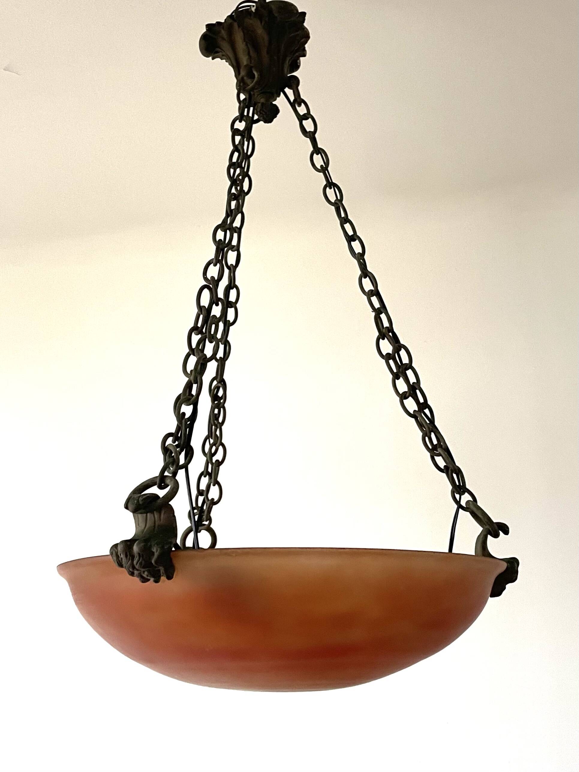 Art Deco pendant light in marbled glass