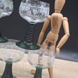 Set of 6 chiseled Roemer wine glasses