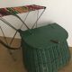 Ancien panier de pêche avec lanière en cuir