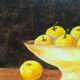 Petit tableau huile sur toile nature morte jaune & marron esprit campagne