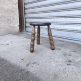 Turned wooden tripod stool