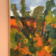 Swedish Oil on Canvas "Autumn Landscape" by Stig Hallblom, Vintage & Framed
