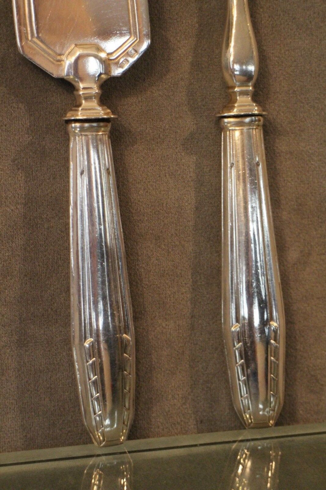 Silver metal fish service design 1930-1950